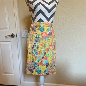 J Crew The Pencil Skirt womens size 6 Watercolor floral